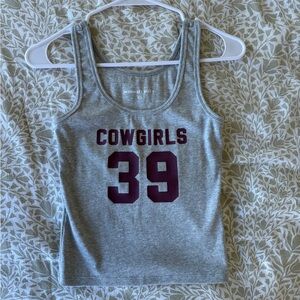 Gray 'Cowgirls 39' Ribbed Tank Top